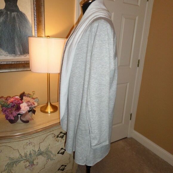 Drew Cardigan Sweater Gray Size SMALL Fleece Waterfall Style - Picture 3 of 5